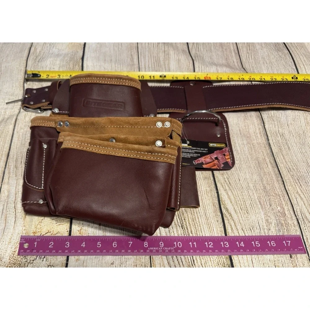 Site Gear 7 Bag 23 Pockets Framer Tool Belt Set Leather Never Used Sz XL GTubH